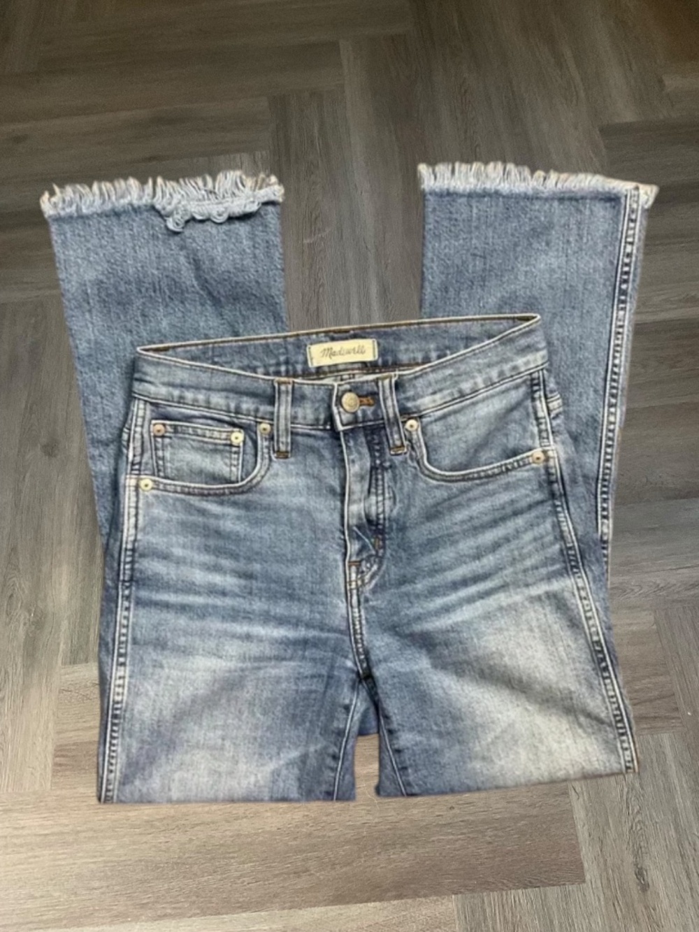 Madewell Jeans Womens 25 Medium Wash Blue Cali Demi Boot Cropped Frayed Hem Boho